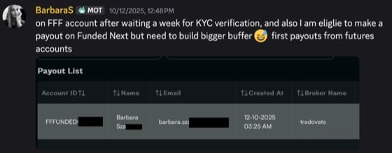 Payout screenshot